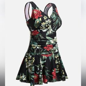 Floral Black Swim Dress